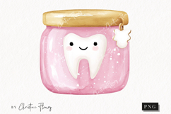 Pink Watercolor Tooth Jar - Tooth Fairy PNG Product Image 1