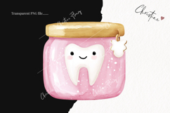 Pink Watercolor Tooth Jar - Tooth Fairy PNG Product Image 2