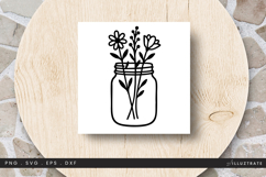 Jar of Flowers SVG Cut File Monoline Botanical Design Product Image 1