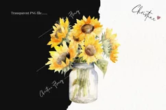 Watercolor Sunflower Glass Jar Clipart | Watercolor Flower Product Image 2