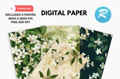 Jasmine Flowers Digital Paper, Flowers Background Product Image 1
