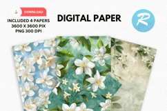 Jasmine Flowers Digital Paper, Flowers Background Product Image 1