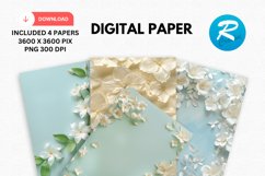 Jasmine Flower Digital Paper, Flowers Background Product Image 1