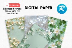 Jasmine Flower Digital Paper, Flowers Background Product Image 1