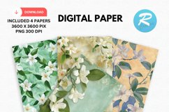 Jasmine Flowers Digital Paper, Flowers Background Product Image 1