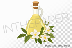 Fragrant jasmine glass bottle oil PNG SVG EPS Clipart Product Image 1