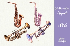 Jazz Music Clipart. Trumpet PNG Saxophone Clipart Product Image 1