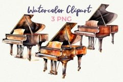 Piano Clipart PNG. Jazz Music Watercolor Clipart Product Image 1