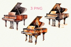 Piano Clipart PNG. Jazz Music Watercolor Clipart Product Image 2