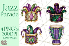 Jazz & Brass Mardi Gras Clipart, Carnival Music PNG Product Image 1
