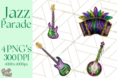 Jazz &amp; Brass Mardi Gras Clipart, Carnival Music PNG Product Image 1