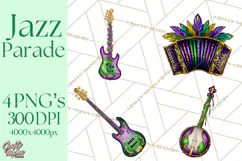 Jazz & Brass Mardi Gras Clipart, Carnival Music PNG Product Image 1
