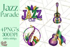 Jazz & Brass Mardi Gras Clipart, Carnival Music PNG Product Image 1