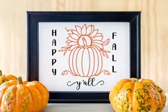 Happy Fall y’all svg sign| fall sign svg| floral pumpkin svg Product Image 3