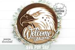 Welcome to our Home Patriotic Sign SVG, American Eagle Sign Product Image 1