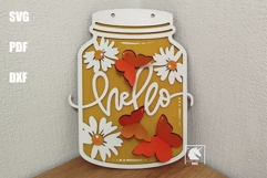 3D Butterfly Mason Jar Sign SVG| Daisy Mason Jar Sign SVG Product Image 1