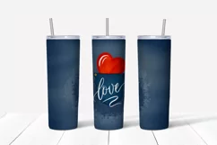 blue jeans pocket sublimation tumbler designs with red heart, calligraphic word love is 20 oz wrap  tumbler. It's perfect for valentines day, jeans lover