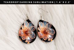 Puff Flower Teardrop Earring Sublimation PNG Design Product Image 5