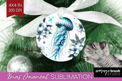 Jellyfish Floral Ornament PNG Tropical PNG Sublimation Product Image 1