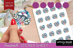 Jellyfish Floral Round Sticker Tropical Printable Sticker Product Image 1
