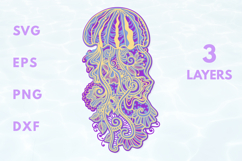 Layered Mandala Jellyfish - 3 SVG layers Product Image 1