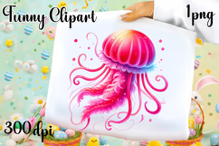Watercolor baby jellyfish clipart. Cute sea illustrations Product Image 1
