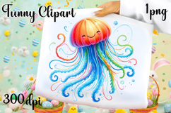 Watercolor baby jellyfish clipart. Cute sea illustrations Product Image 1