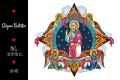 christening, vintage, religious, heaven, communion, faith, sacrament, saviour, epiphany, christian, evangelical, orthodox, greek, art, saint, holy, king, baptism, confirmation, angels, religion, sky, illustration, god, blessing, byzantine