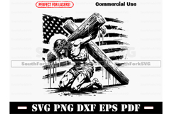 Jesus Carrying the Cross American Flag SVG PNG DXF EPS PDF Product Image 1