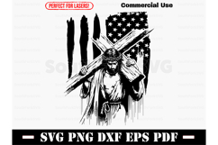 Jesus Carrying the Cross American Flag SVG PNG DXF EPS PDF Product Image 1