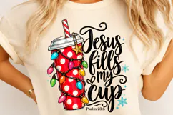 Jesus Fill My Cup PNG, Christmas Tumbler with Holiday Lights Product Image 4