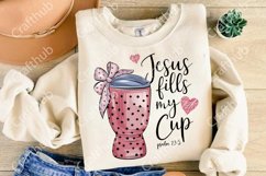 Jesus Fills My Cup Png, Valentine Coquette Bow, Valentine Product Image 3
