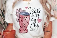 Jesus Fills My Cup Png, Valentine Coquette Bow, Valentine Product Image 1