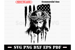 Jesus Crown of Thorns American Flag SVG PNG DXF EPS PDF Product Image 1
