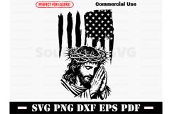 Jesus Crown of Thorns American Flag SVG PNG DXF EPS PDF Product Image 1