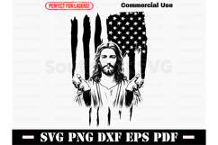 Jesus Reaching Out Hands American Flag SVG PNG DXF EPS PDF Product Image 1