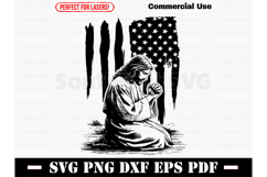 Jesus Praying in Garden American Flag SVG PNG DXF EPS PDF Product Image 1