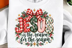 Jesus Is the Reason for the Season PNG | Plaid Bow Christian Product Image 2