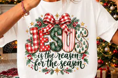 Jesus Is the Reason for the Season PNG | Plaid Bow Christian Product Image 3