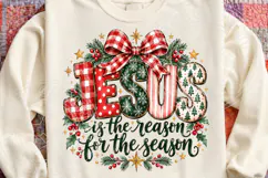 Jesus Is the Reason for the Season PNG | Plaid Bow Christian Product Image 4