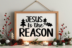 Jesus Is the Reason Sign SVG, Farmhouse Christmas Sign Product Image 4
