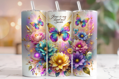 Jesus Is My Lord Tumbler PNG, Christian Tumbler, Butterflies Product Image 1