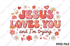 Jesus Loves You Retro Valentine's Day PNG Product Image 1