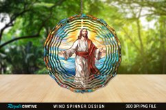 Stained Glass Jesus Wind Spinner Sublimation Design PNG Product Image 1