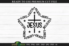 Jesus Cross SVG | Faith Love Believe Peace Star Wordart