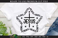 Jesus Cross SVG | Faith Love Believe Peace Star Wordart