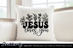 Jesus Loves You Christian Quote SVG Floral Tshirt Mug Pillow Product Image 2