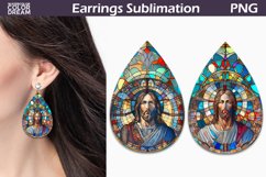 Stained Glass Teardrop Earrings | Jesus Earrings Product Image 1