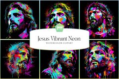 Jesus Vibrant Neon Colors Watercolor Sublimation Clipart Product Image 1