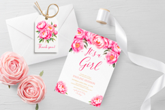 Watercolor Peony Clipart Pink Flower PNG Set Product Image 2